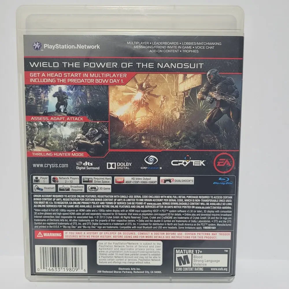 Crysis 3 Hunter Edition PS3 PlayStation 3 Game With Manual (2013)